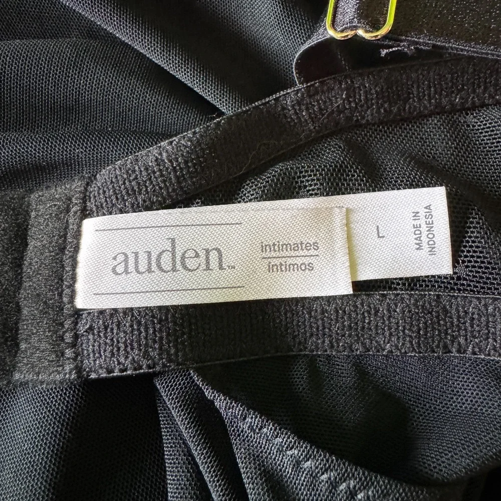 Auden Size Large, High Neck Lacy Black‎ Babydoll Lingerie Slip NEW